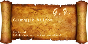 Gyurgyik Vilmos névjegykártya